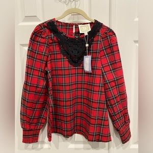 New! Sail to sable red plaid blouse size small
